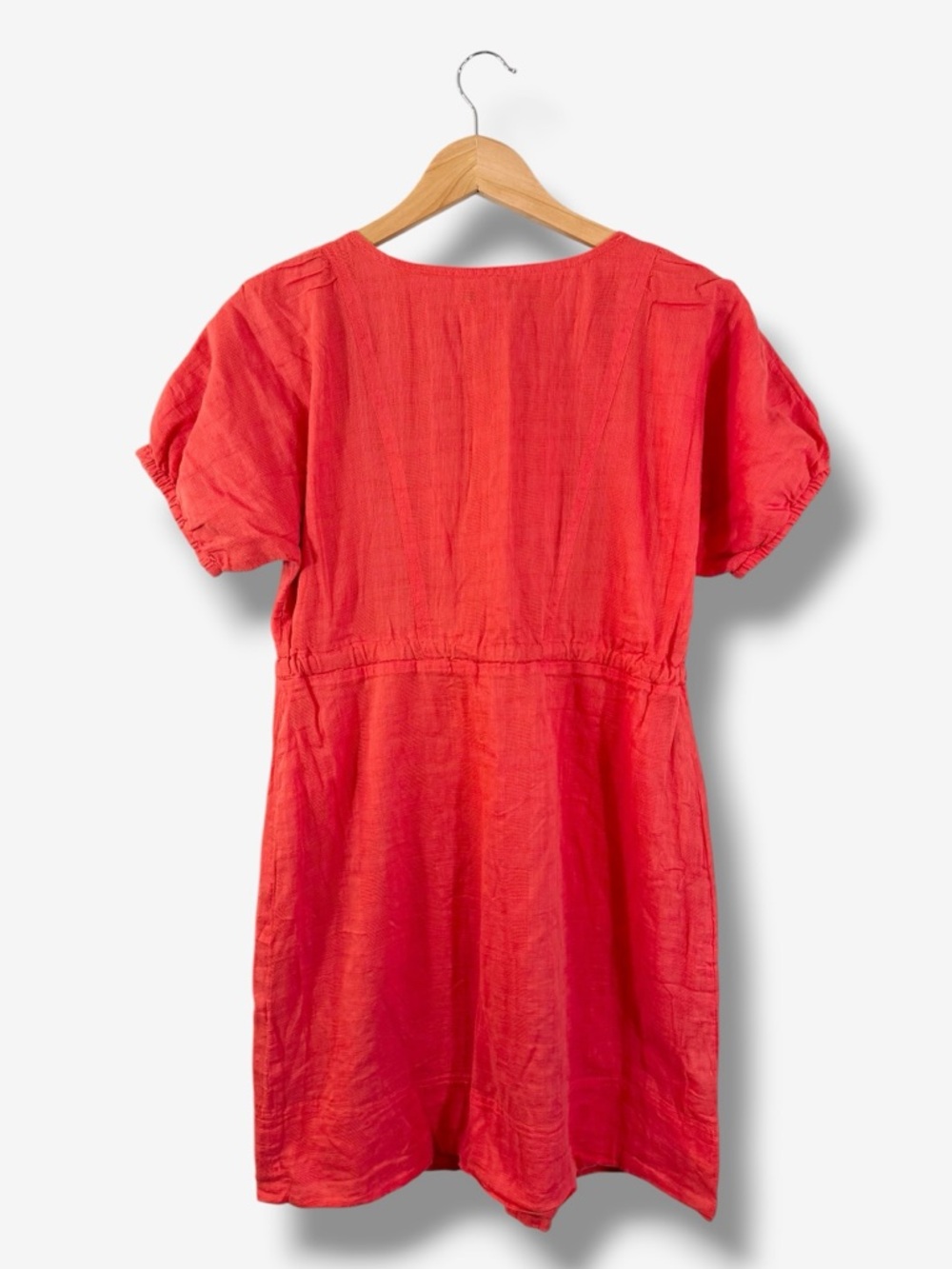 J. Crew Coral Cotton Drawstring Dress Size 4 Short Sleeve Spring Summer Preppy - Picture 8 of 8